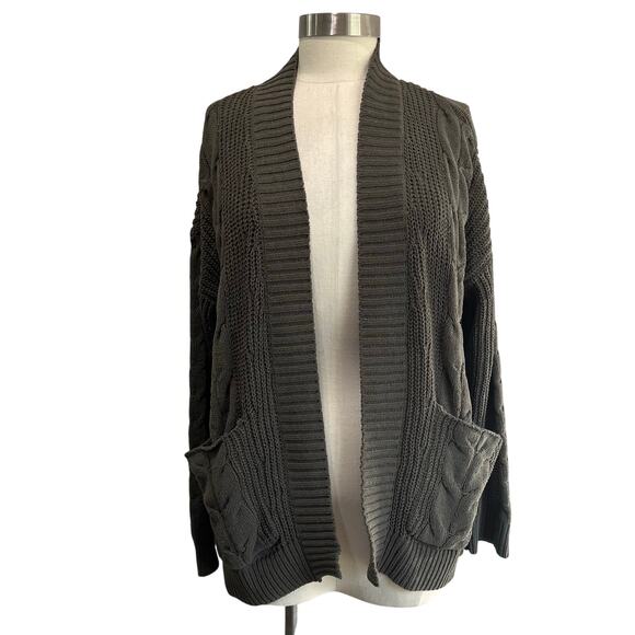 American Eagle Chenille Cable Knit Cardigan Sweater Grandpa Pockets Sz XS - Picture 1 of 7